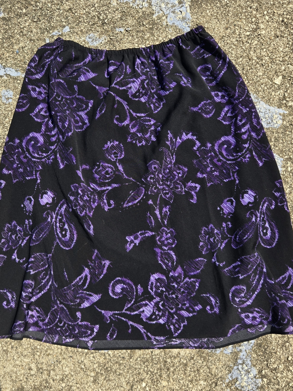 vintage y2k purple paisley floral layered Chiffon fairy whimsigoth midi skirt Lg